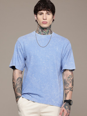 METRONAUT Washed Men Round Neck Blue T-Shirt