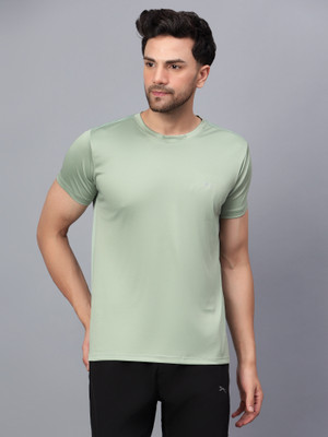 Shiv Naresh Solid Men Round Neck Light Green T-Shirt