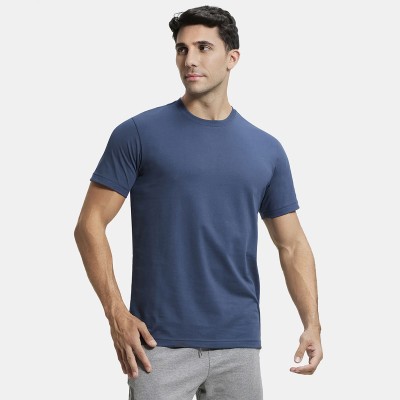 JOCKEY Solid Men Round Neck Navy Blue T-Shirt