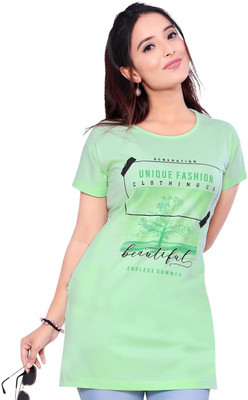 vax vax Printed Women Round Neck Green T-Shirt