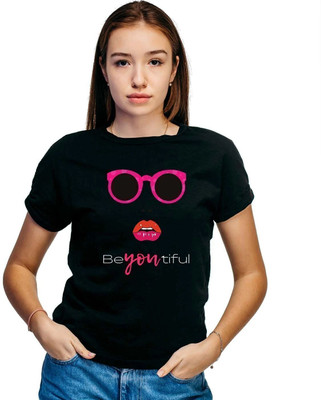 DixitCraftCo Graphic Print Women Round Neck Black T-Shirt