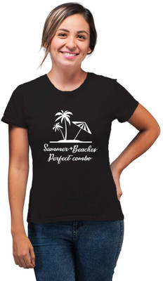 SmarTee Street Printed Women Round Neck Black T-Shirt