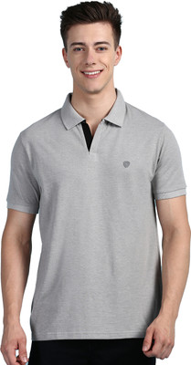 LUX cozi Solid Men Polo Neck Grey T-Shirt