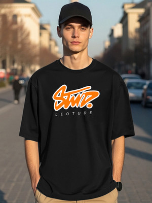 Leotude Printed Men Round Neck Black T-Shirt