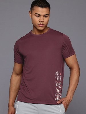 HRX by Hrithik Roshan Solid Men Round Neck Maroon T-Shirt