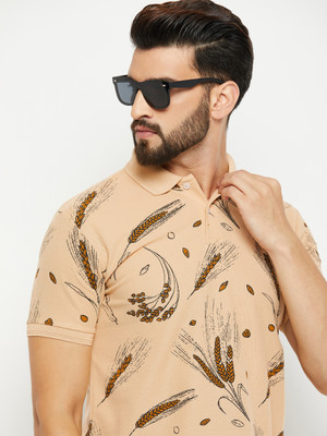 GETGOLF Printed Men Polo Neck Beige T-Shirt