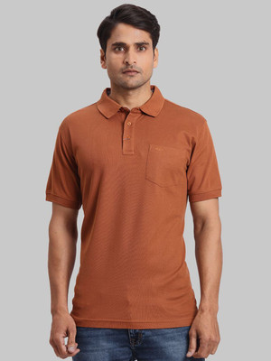 COLORPLUS Solid Men Polo Neck Brown T-Shirt