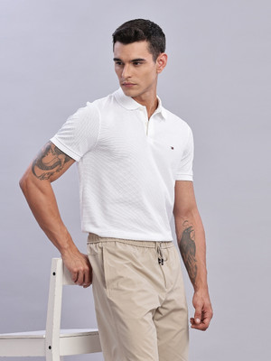TOMMY HILFIGER Solid Men Polo Neck White T-Shirt