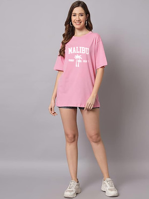 My Swag Typography Women Round Neck Pink T-Shirt