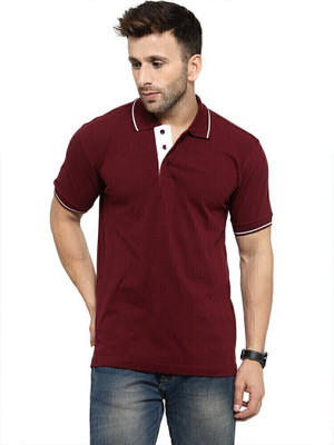 SCOTT INTERNATIONAL Solid Men Polo Neck Maroon T-Shirt