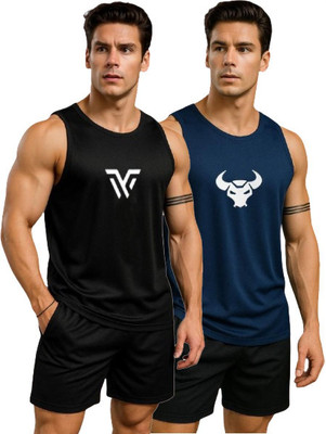 dashzone Printed Men Round Neck Black, Blue T-Shirt