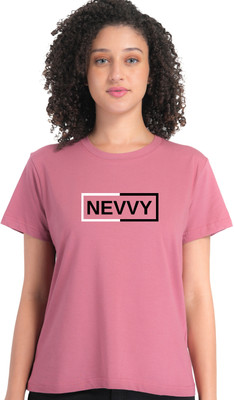 BERRYFIT Printed Women Round Neck Pink T-Shirt
