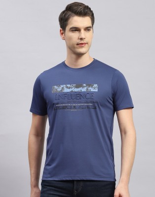 MONTE CARLO Printed Men Round Neck Dark Blue T-Shirt