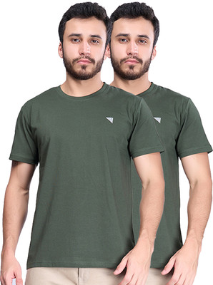 Unibro Solid Men Crew Neck Dark Green T-Shirt