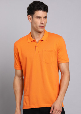 PARK AVENUE Solid Men Polo Neck Orange T-Shirt