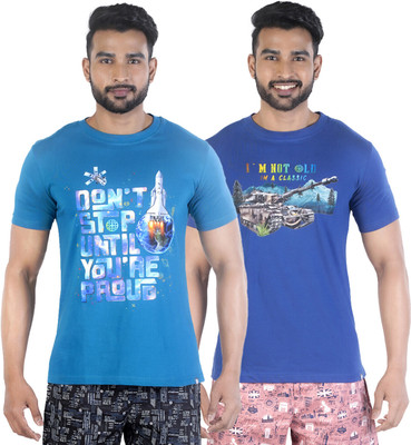 COLORS by Rupa Frontline Graphic Print Men Round Neck Blue, Dark Blue T-Shirt