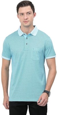 Classic Polo Floral Print Men Polo Neck Light Green T-Shirt