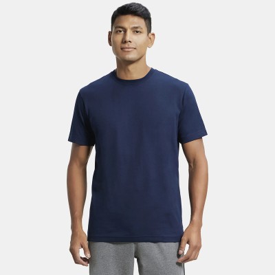 JOCKEY Solid Men Round Neck Blue T-Shirt