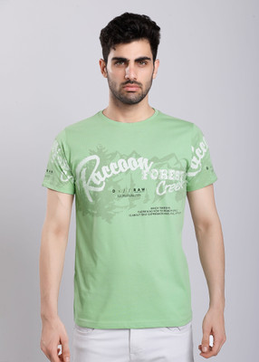 HIGHTRIBE Printed Men Round Neck Black T-Shirt