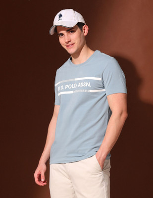 U.S. POLO ASSN. Graphic Print Men Round Neck Blue T-Shirt