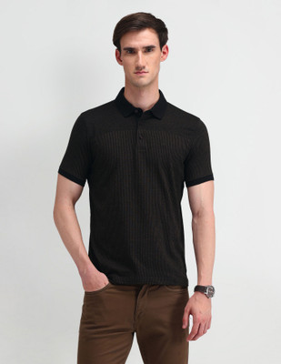 ARROW Solid Men Polo Neck Black T-Shirt