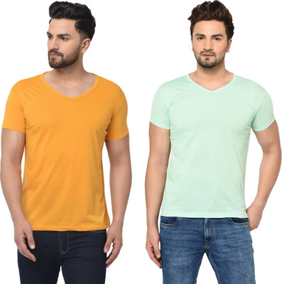 Adorbs Trend Solid Men V Neck Multicolor T-Shirt