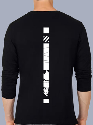 Broon Printed Men Round Neck Black T-Shirt