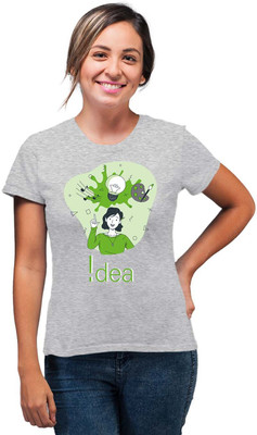 SmarTee Street Printed Women Round Neck Grey T-Shirt