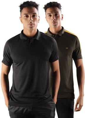 Force NXT Solid Men Polo Neck Multicolor T-Shirt