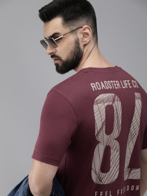 Roadster Printed Men Round Neck Purple T-Shirt