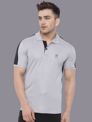 HRX by Hrithik Roshan Solid Men Polo Neck Grey T-Shirt