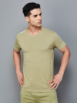 Kappa Solid Men Round Neck Light Green T-Shirt