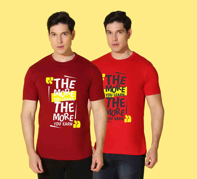 WOOSTRO Printed Men Round Neck Multicolor T-Shirt