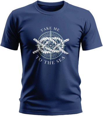 Worriorworld Printed Men Round Neck Navy Blue T-Shirt