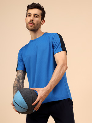 DIDA Solid Men Round Neck Blue T-Shirt