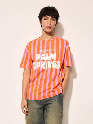 ONLY Striped Women Round Neck Multicolor T-Shirt