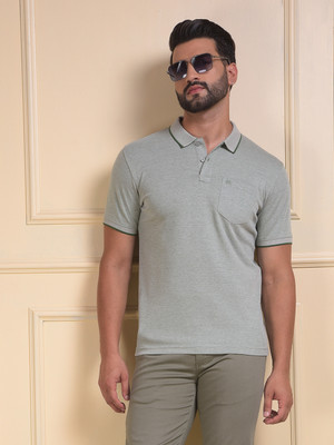 CRIMSOUNE CLUB Solid Men Polo Neck Green T-Shirt