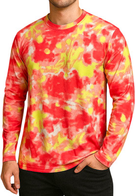 Mansi Collections Colorblock Men Round Neck Red, Yellow T-Shirt