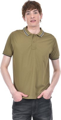 London Fog Solid Men Polo Neck Green T-Shirt