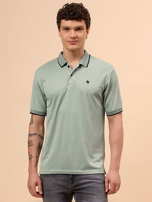 CANTABIL Solid Men Polo Neck Green T-Shirt