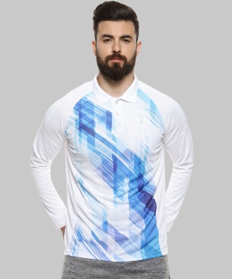 CAMPUS SUTRA Graphic Print Men Polo Neck White, Blue T-Shirt