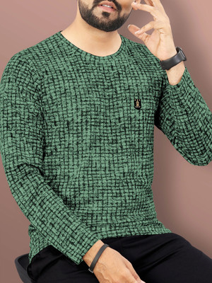 VeBNoR Printed Men Round Neck Green T-Shirt
