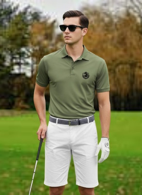 Siya Fashion Printed Men Polo Neck Green T-Shirt