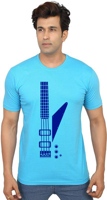 Aseria Printed Men Round Neck Blue T-Shirt