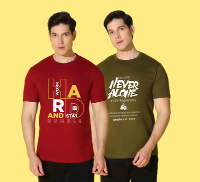 WOOSTRO Printed Men Round Neck Multicolor T-Shirt