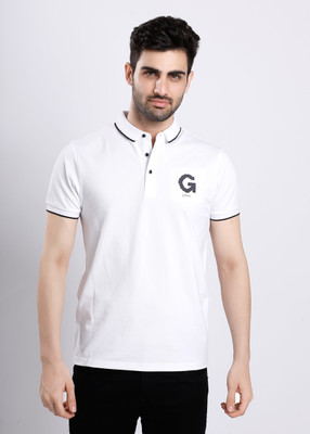 HIGHTRIBE Solid Men Polo Neck White T-Shirt