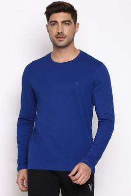 VAN HEUSEN Solid Men Round Neck Blue T-Shirt