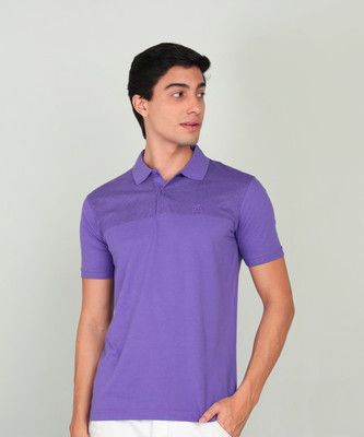 PARK AVENUE Printed Men Polo Neck Purple T-Shirt