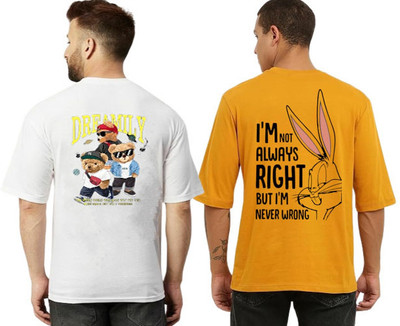 xpecto style Printed Men Round Neck White, Yellow T-Shirt