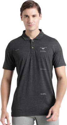 Wildcraft Self Design Men Polo Neck Black T-Shirt